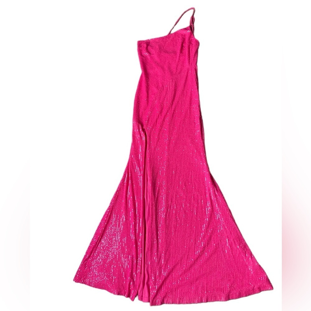 Windsor Women’s Fuchsia Sequin One Shoulder Promo Dress Size 6 - Picture 2 of 11